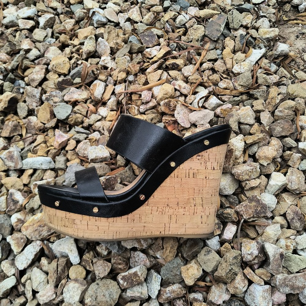 Bamboo casual slide wedges